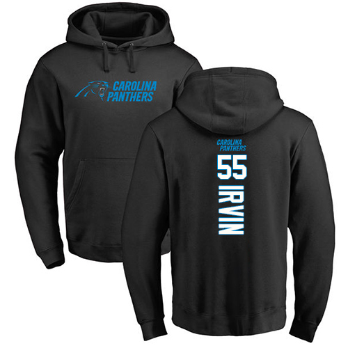 Carolina Panthers Men Black Bruce Irvin Backer NFL Football 55 Pullover Hoodie Sweatshirts